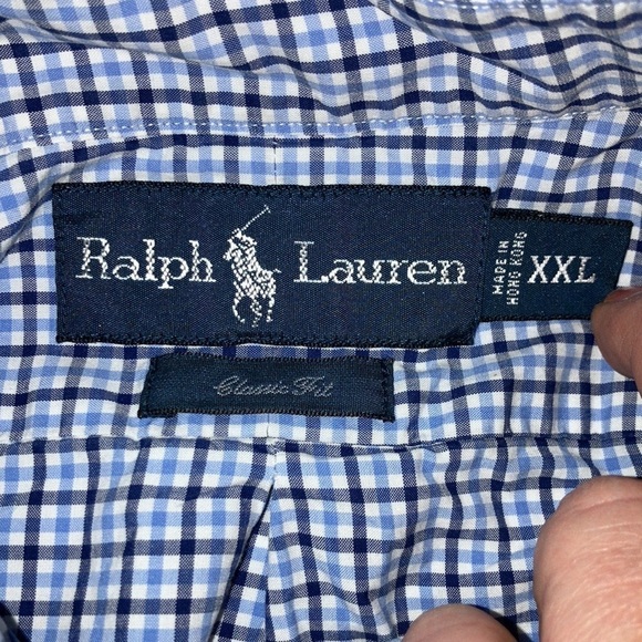 Ralph Lauren XXL Blue Classic Fit Long-Sleeved Plaid Button Down Shirt - Picture 6 of 6